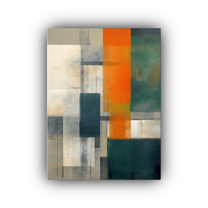 Cuadro Abstracto De Dos Edificios Con Bandera 80x120cm