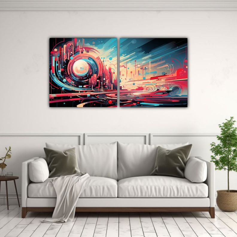 Cuadro Abstracto Interiores Líneas Abstractas 160x80 Cm-2
