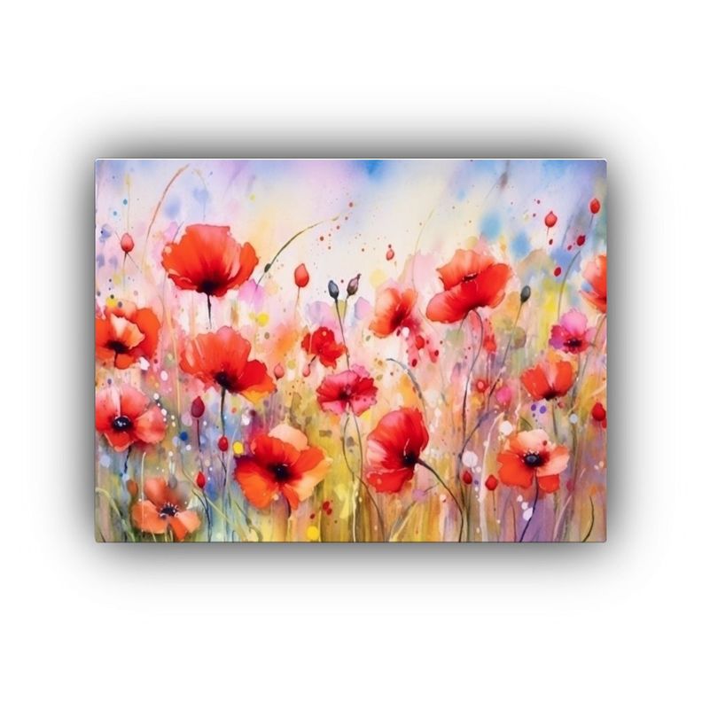 Lienzo De Tela Conceptual Relieve Campo De Amapolas Pintar U 50x40cm-0