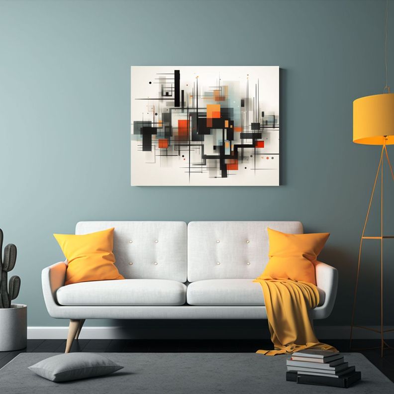 Cuadro Abstracto Geométrico Con Formas Grandes 120x80 Cm-2