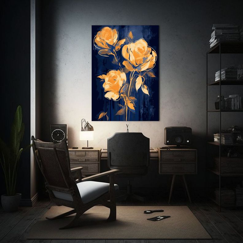 Pintura Decorativa Minimalista De Rosas Con Marcas 80x120cm-2