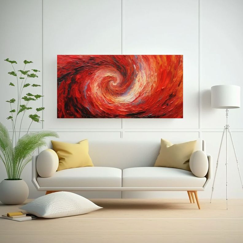 Cuadro Abstracto Baño Rojo Remolinos Abstractos 120x60cm-2