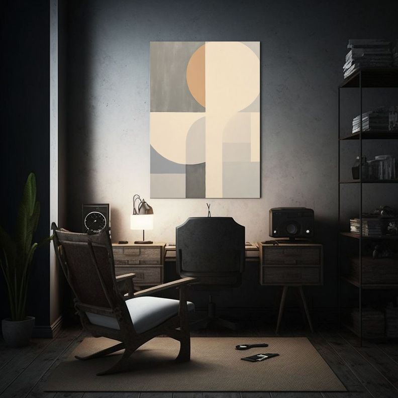 Pintura Acrílica En Lienzo Con Formas 50x65cm-2