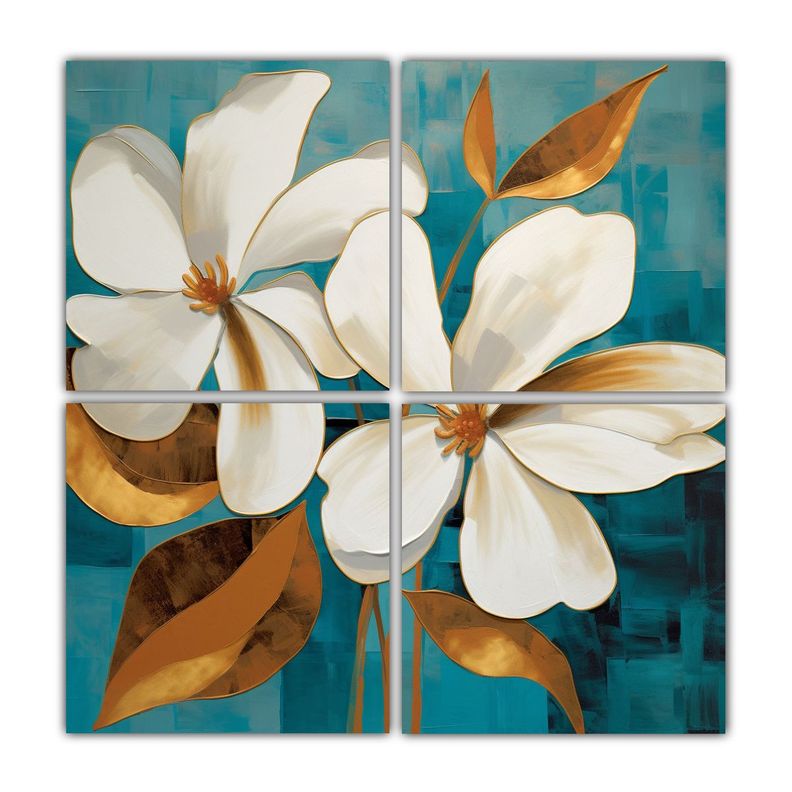 Pintura Al óleo Con Fondo Blanco Y Turquesa Arte 140x140 Cm-0