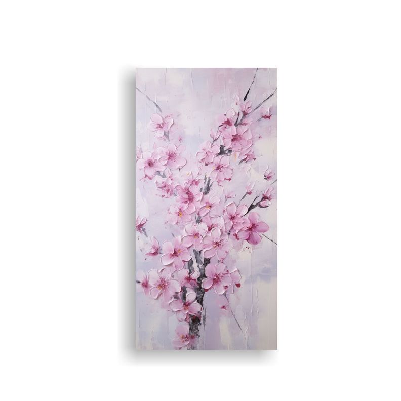 Cuadro Hermoso De Flores De Cerezo Rosa En Lienzo 70x140cm-0