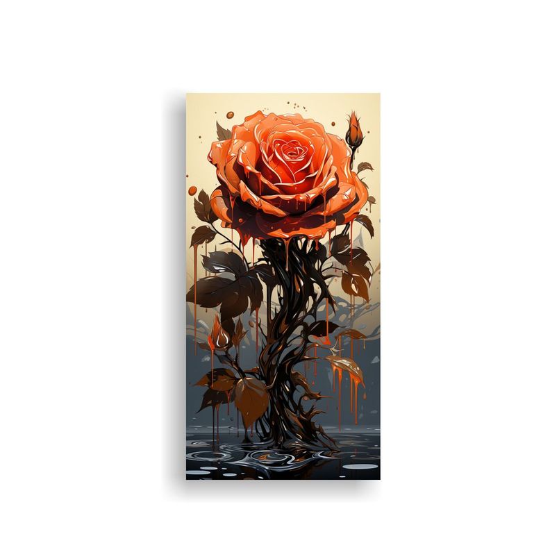 Arte De Pared Tela Sublimada Rectangular Una Rosa 40x80cm-0