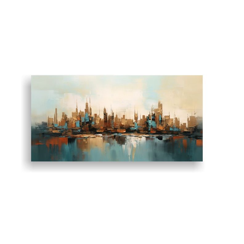 Cuadro Abstracto Vista Urbana Barcelona, Lienzo 140x70cm-0