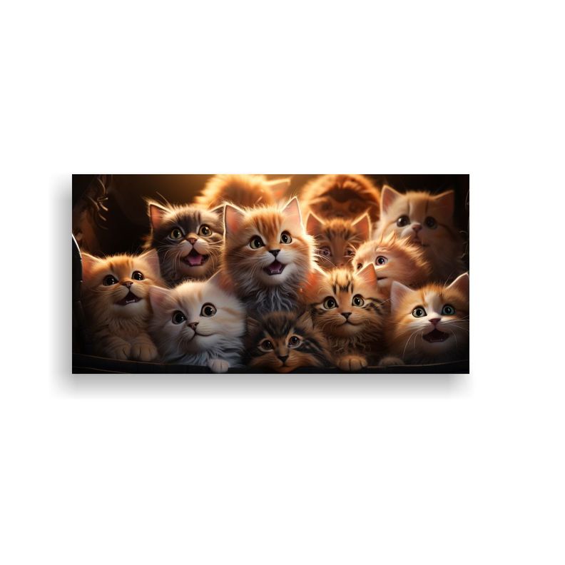 Cuadro Dibujo Estilo: Gatitos Sonrientes En Manada 40x20cm-0