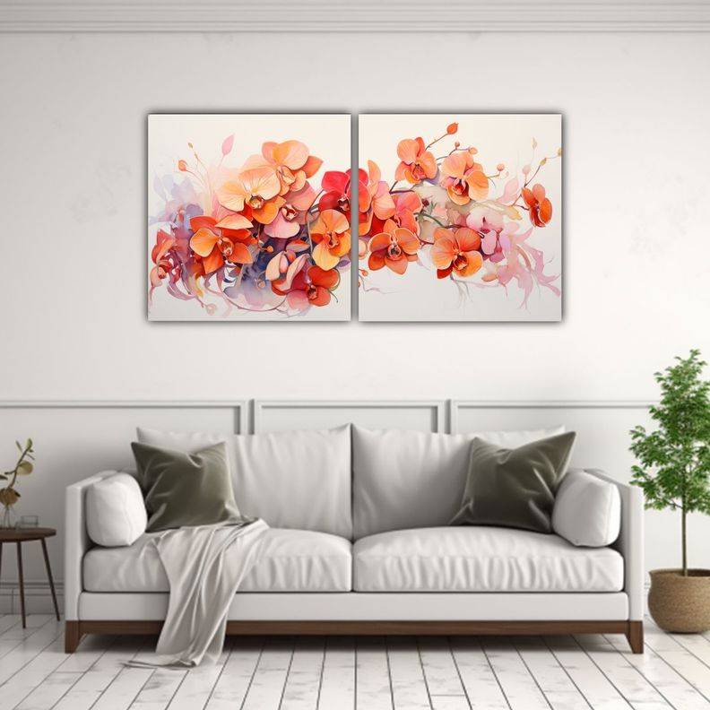 Lienzos De Tela Calidos Living A Orchids Flowers 80x40 Cm-2