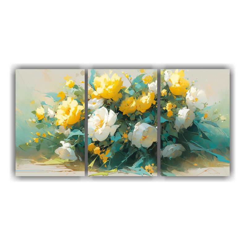 Cuadros De Composición Armónica Amarillo Y Teal 120x60 Cm-0