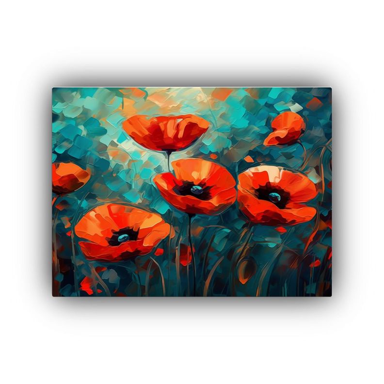 Pintura Al óleo De Amapolas Rojas Estilo Intenso 40x30cm-0