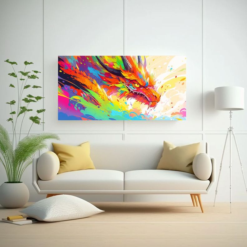 Cuadro Decorativo Estilo Galería: Dragón Arcoír 140x70cm-2