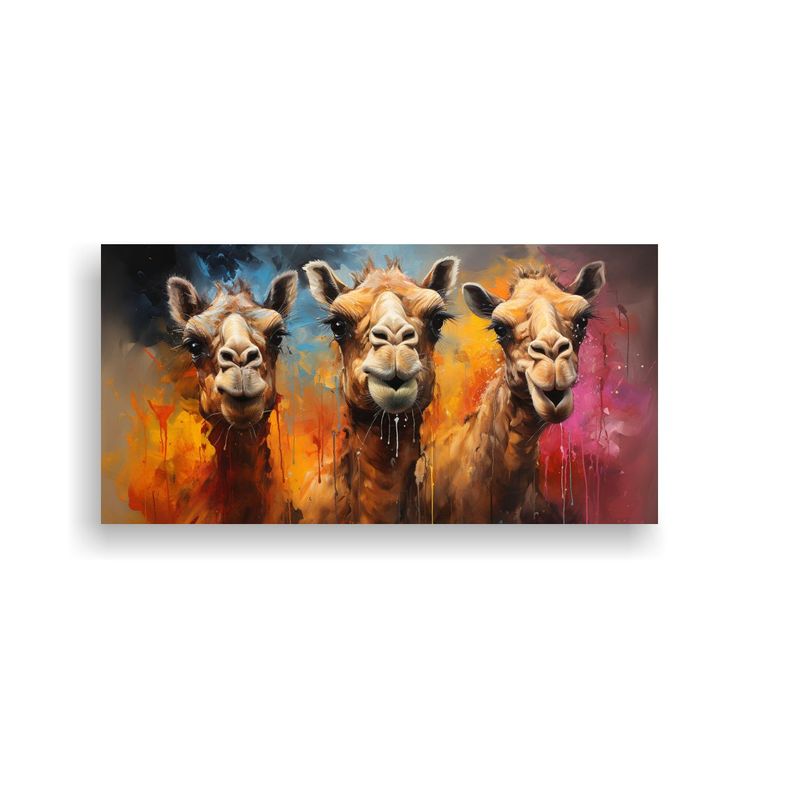 Pintura Al Estilo óleo Intensa De Camello Estilo 40x20cm-0