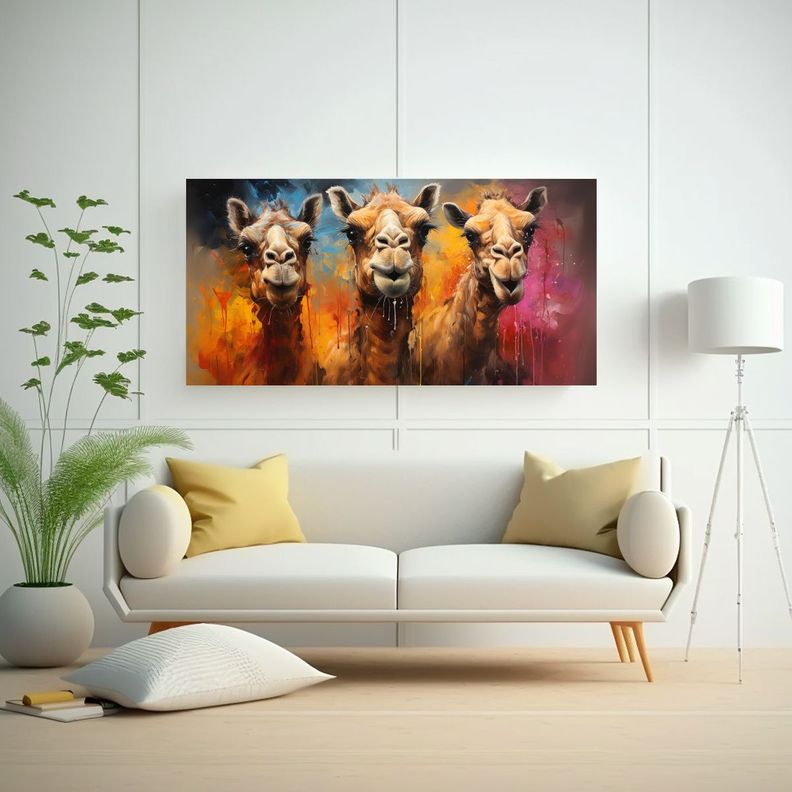 Pintura Al Estilo óleo Intensa De Camello Estilo 40x20cm-2