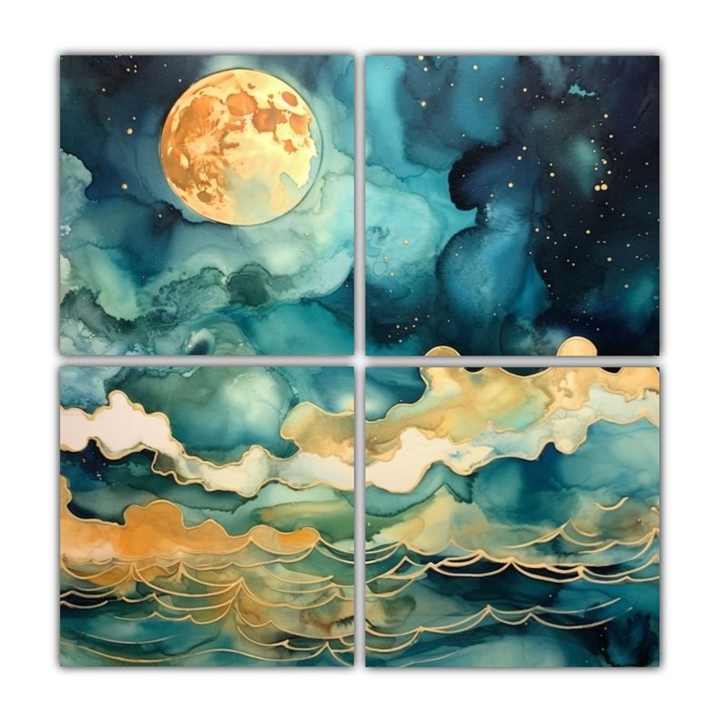 Cuadros Relieve Tinta Alcohol Oceano IV 100x100 Cm