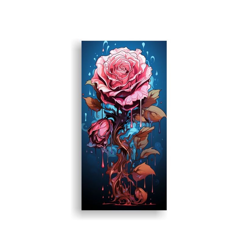 Cuadro Abstracto Lienzo Melting Cyan Y Pink 80x160cm-0