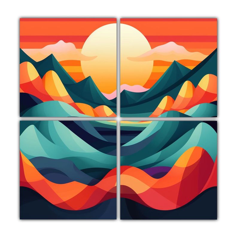 Cuadro Abstracto Innovador Lienzo Paisaje Colorido 160x160 Cm-0