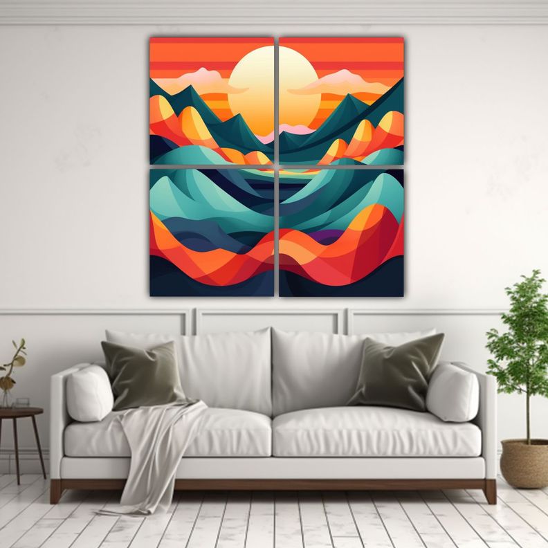 Cuadro Abstracto Innovador Lienzo Paisaje Colorido 160x160 Cm-2