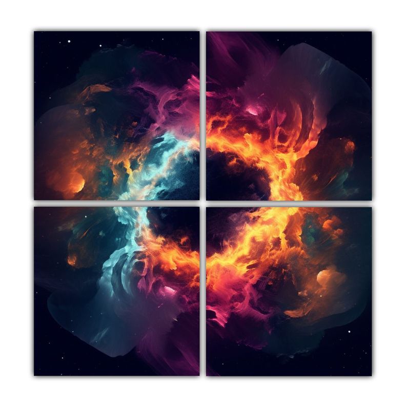 Pinturas Abstractas De Galaxias En 3 60x60 Cm