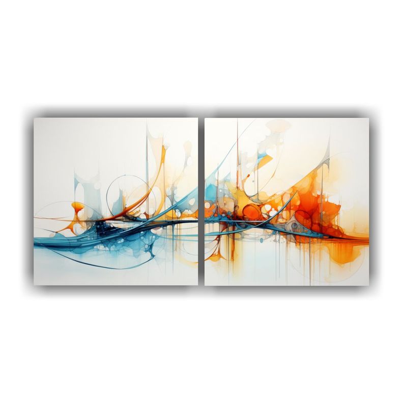 Cuadros Cuadro Acuarelas Marinas Abstractas 140x70 Cm-0