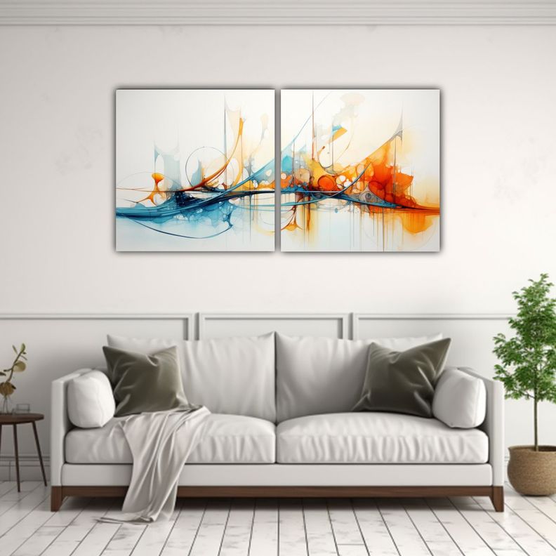 Cuadros Cuadro Acuarelas Marinas Abstractas 140x70 Cm-2