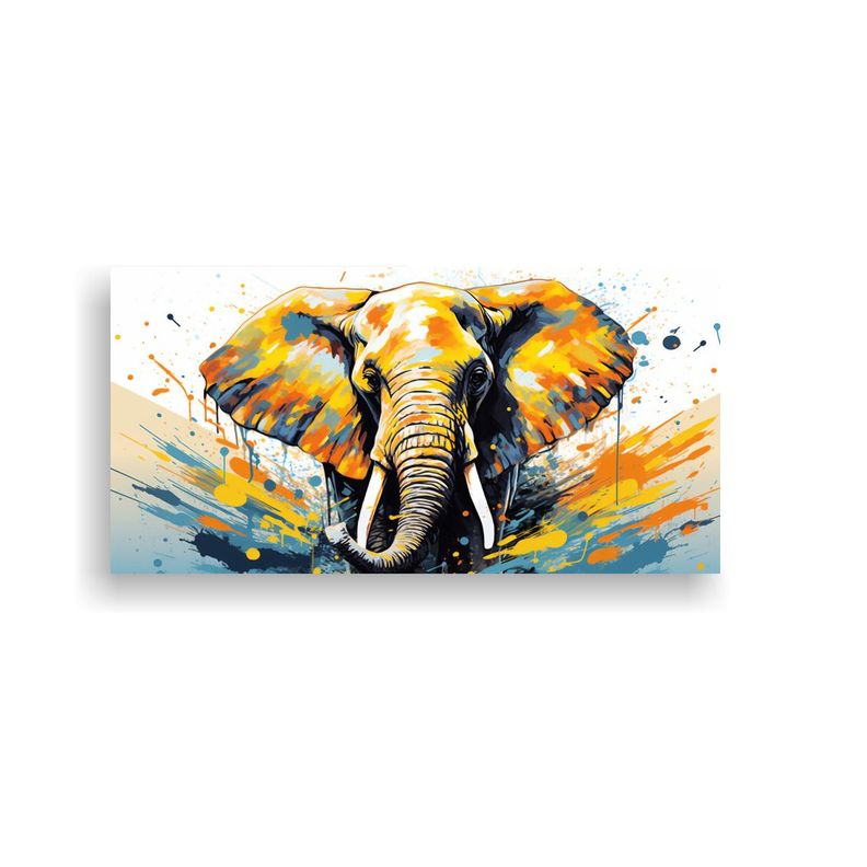 Pintura Decorativa: Elefante Africano En Tonos 40x20cm-0
