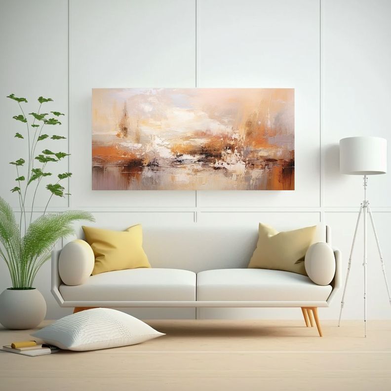 Cuadro Abstracto Artesanal En Estilo óleo 80x40cm-2
