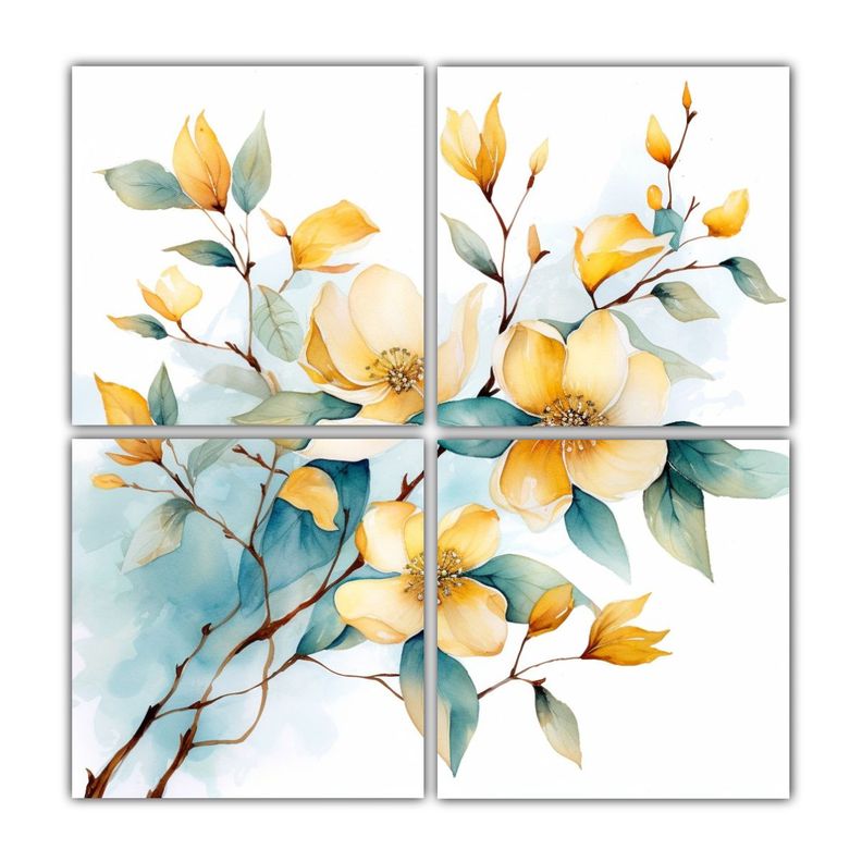 Cuatro Ramas De Flores De Cornejo De Múltiples 140x140 Cm-0