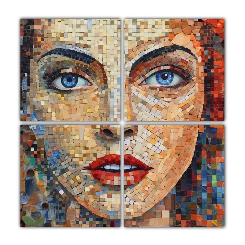 Cuatro Lienzos De Tela Finas Lineas Impacto Visual 60x60 Cm