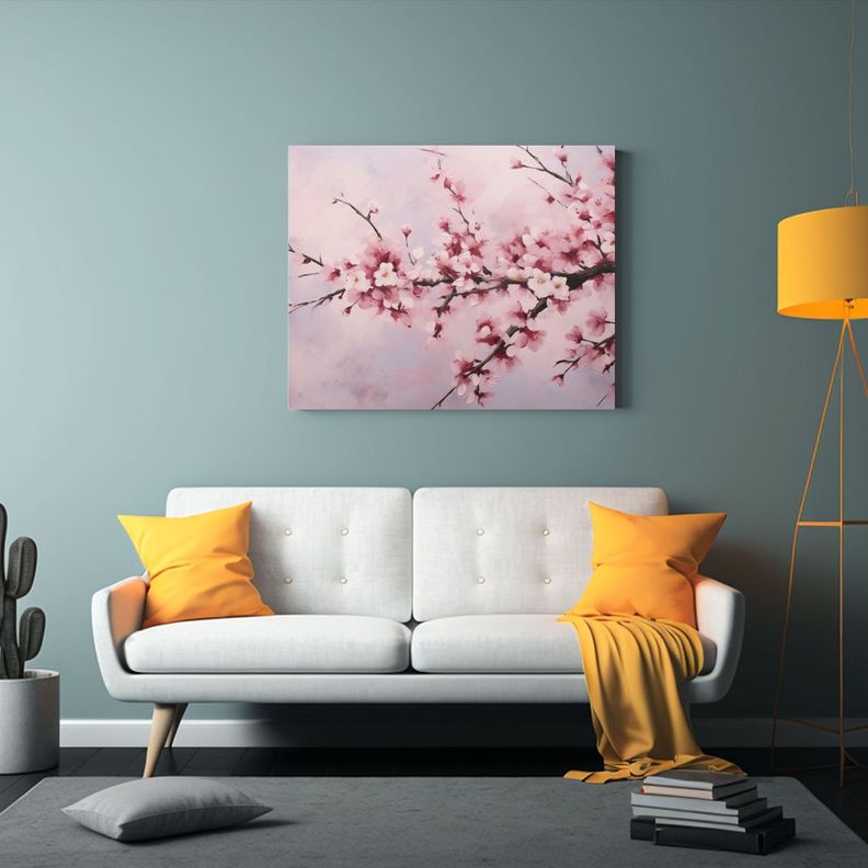 Cuadro Moderno Abstracto De Cerezo En Flor 60x40cm-2