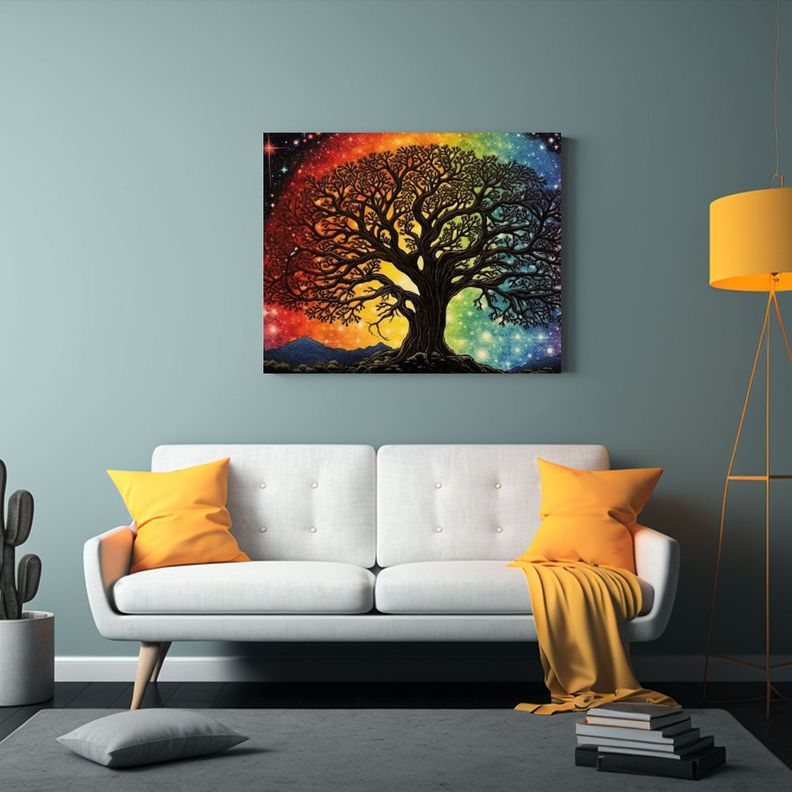 Arte Fotografía Living: Arcoíris En Cielo Nocturno Negro C 120x80cm-2