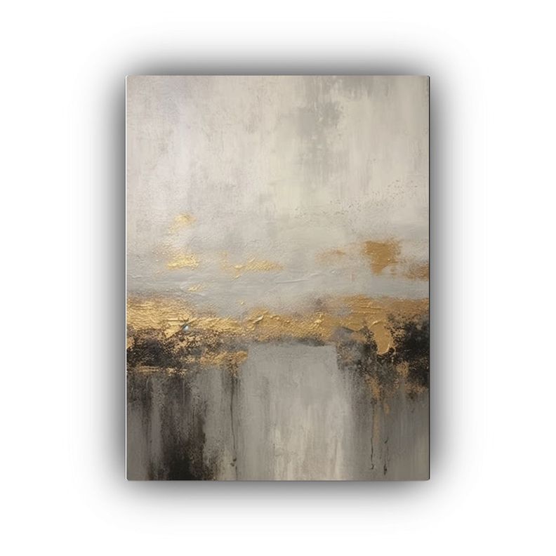 Arte De Pared Decorativo Pintura Al óleo Abstracta Gris 80x120cm-0
