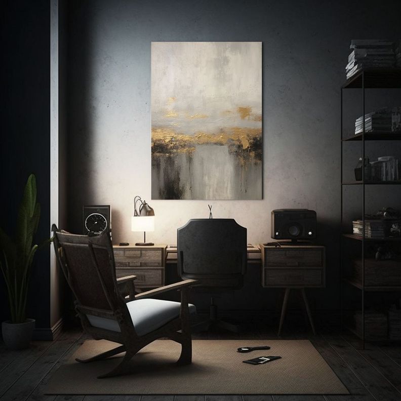 Arte De Pared Decorativo Pintura Al óleo Abstracta Gris 80x120cm-2