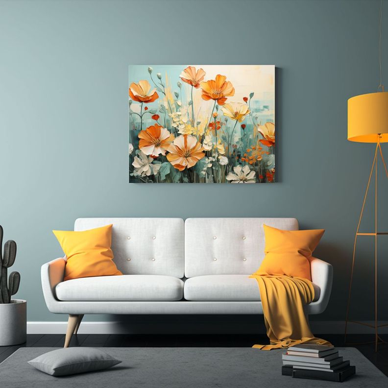 Pintura Abstracta De Visiones De Cactus En Tonos Menta Y Man 75x50cm-2