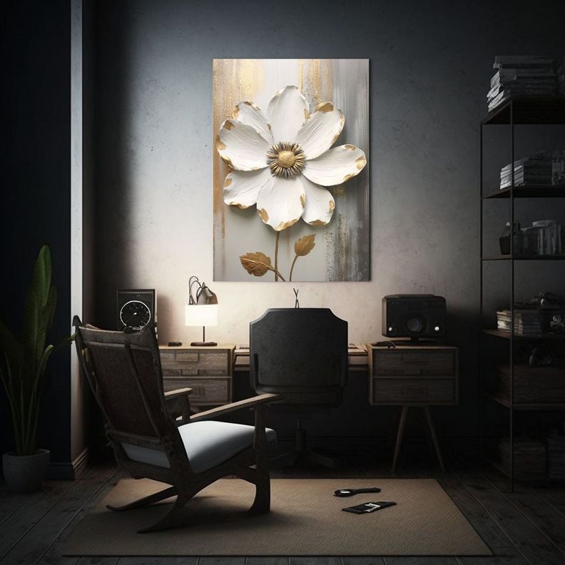 Pintura De Arte Para Sala Con Flor Y Hojas 30x40 Cm-2
