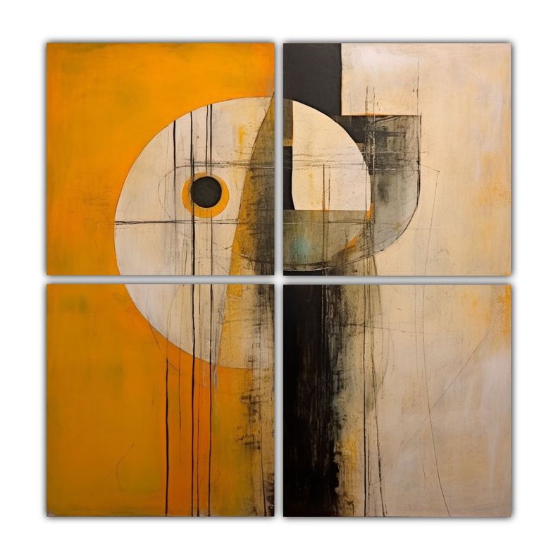 Cuatro Lienzos Expresividad Abstracta Symbiosis 100x100 Cm