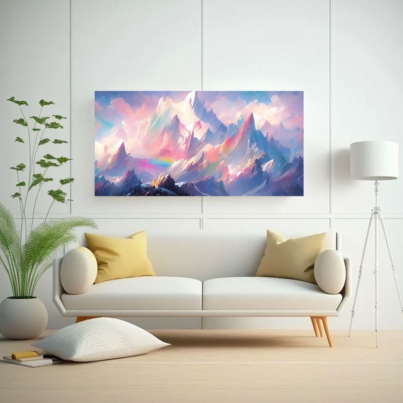 Cuadro Decorativo De Montañas Famosas Con Arcoír 40x20cm-2