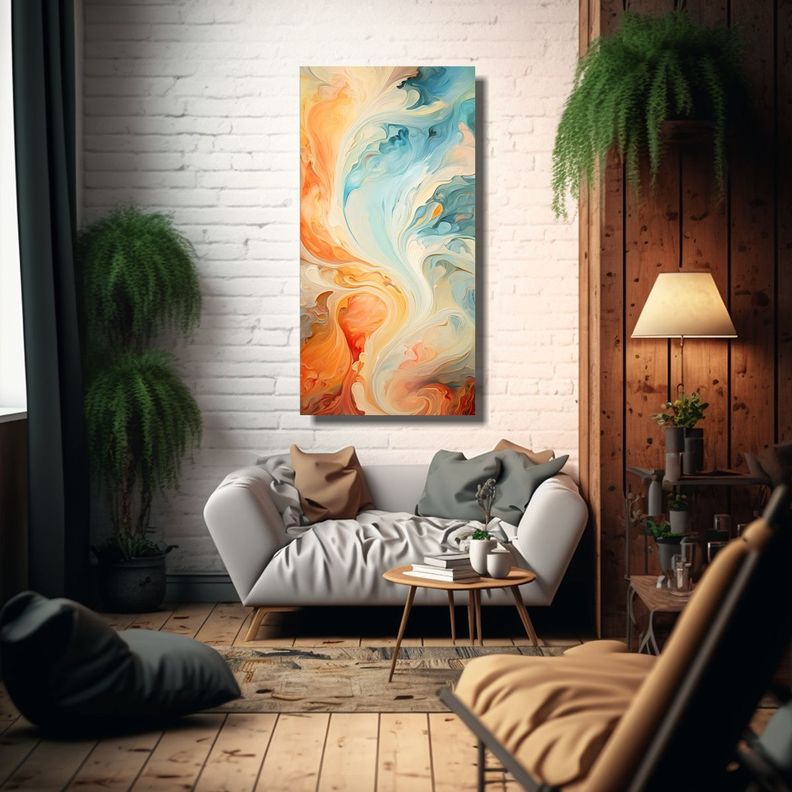 Cuadro Abstracto Lienzo Moderno Melódico 80x160cm-2