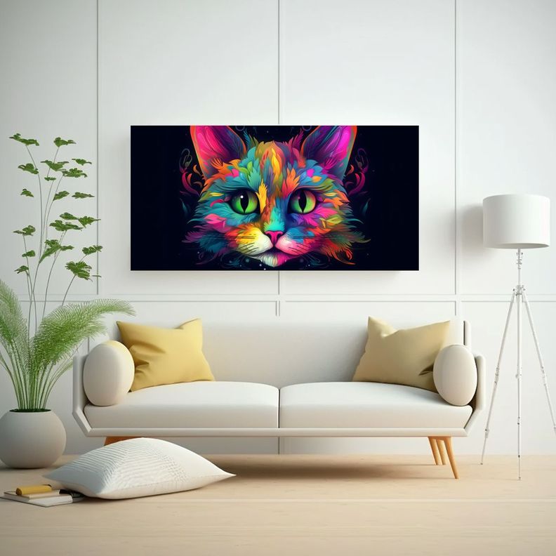 Cuadros Decorativos De Gatos Psicodélicos 40x20 Cm-2