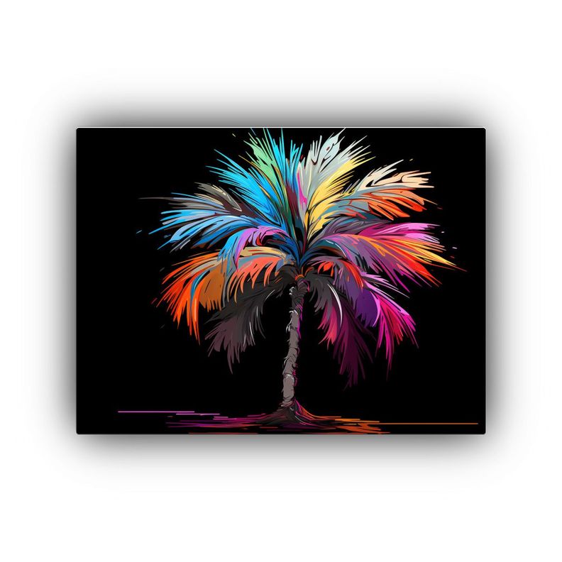 Pintura Abstracta Mural: Palmera En Colores 65x50cm-0