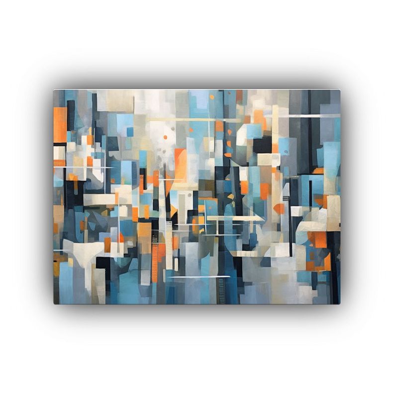 Pintura Abstracta Geométrica En Estilo Óleo Sobre Lienzo. 40x30cm-0
