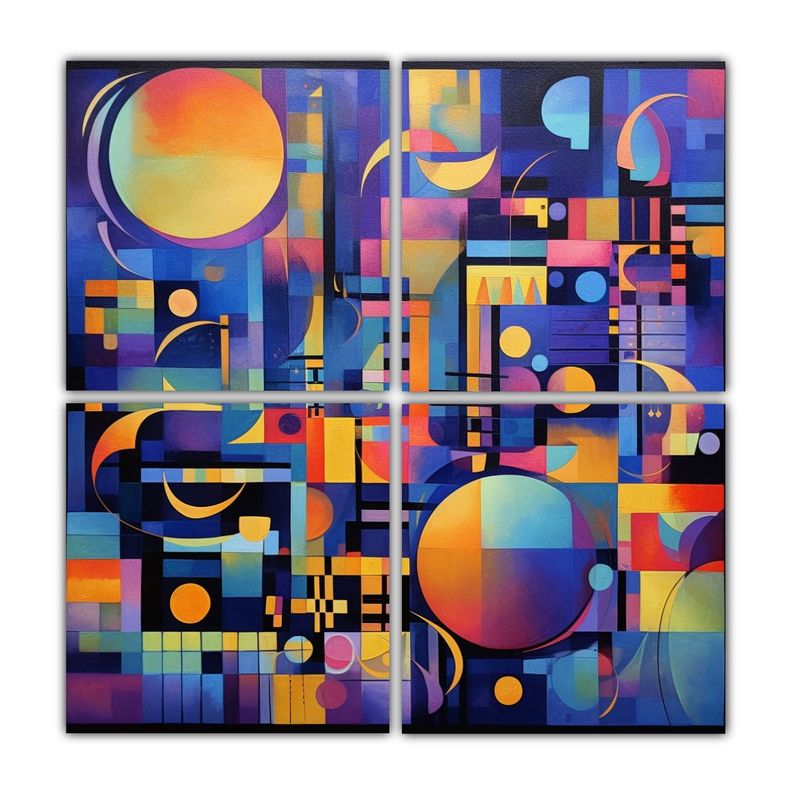 4 Telas En Bastidor Decoracion Abstractas 100x100 Cm