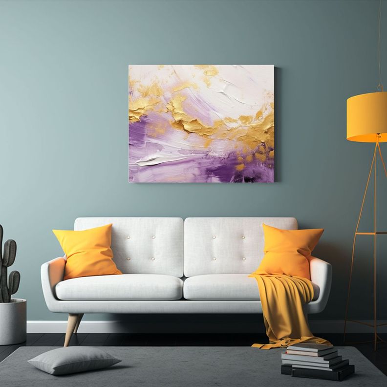 Cuadro Composición Adorable Pintura Abstracta Estilo Oleo Y 50x40cm-2