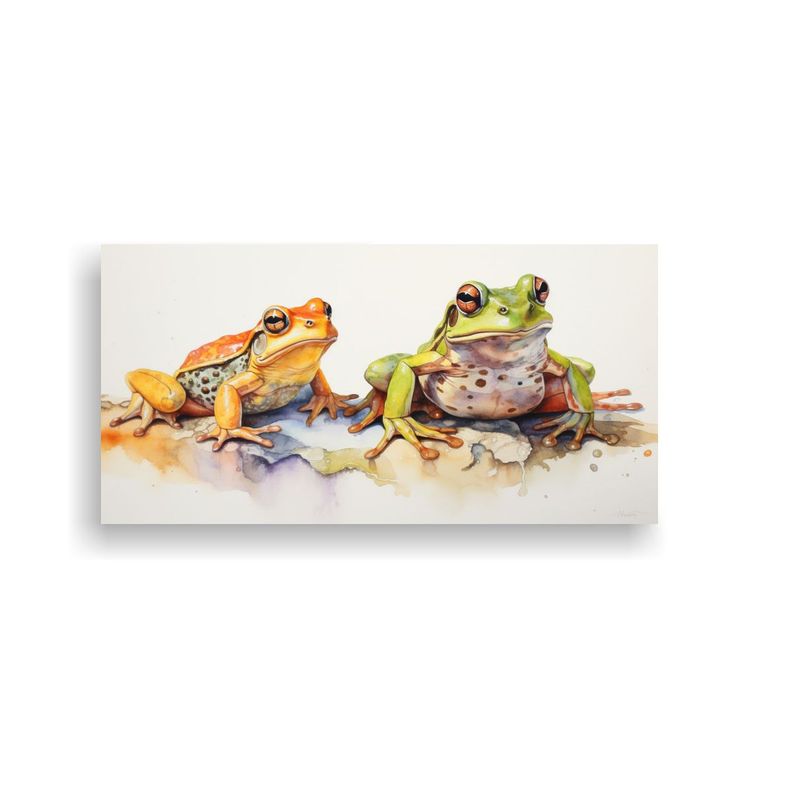 Pinturas Acuarela Coloridas Tema Ranas Y Sapos 40x20cm