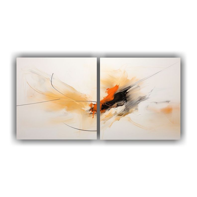 Set 2 Pinturas De Pared Abstractas Estilo Boho 40x20 Cm-0