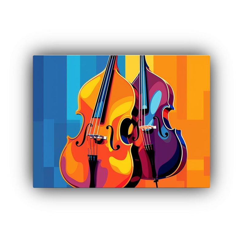 Cuadro Bastidor Movimiento Elegancia Contrabajo Arte Pop Mú 90x60cm-0