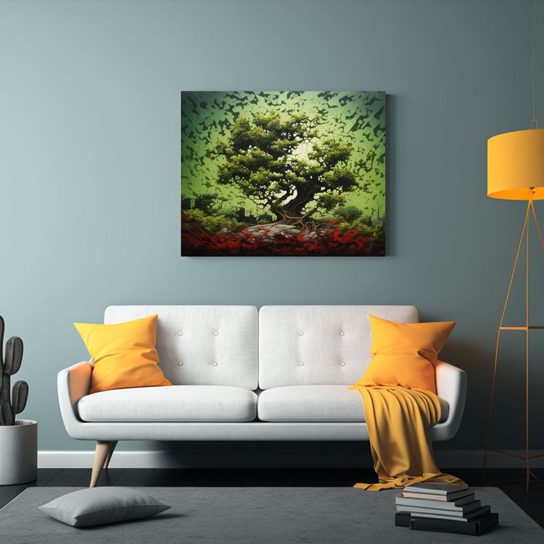 Pintura Abstracta Detalle Alto Estilo óleo Árbol De Acebo  30x20cm-2