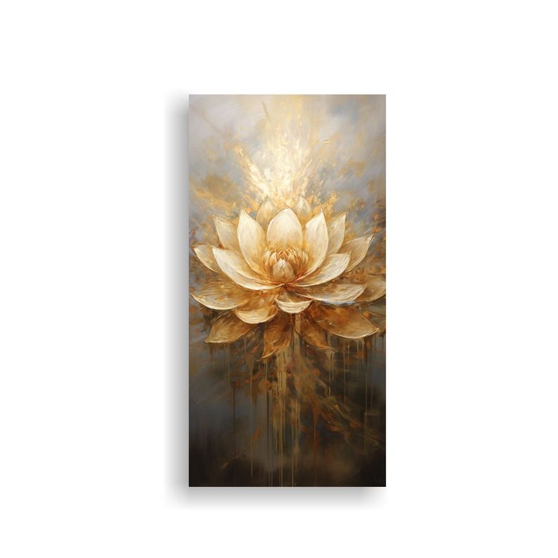 Cuadro Calidos Minimalismo Con Loto Dorado En 40x80cm-0