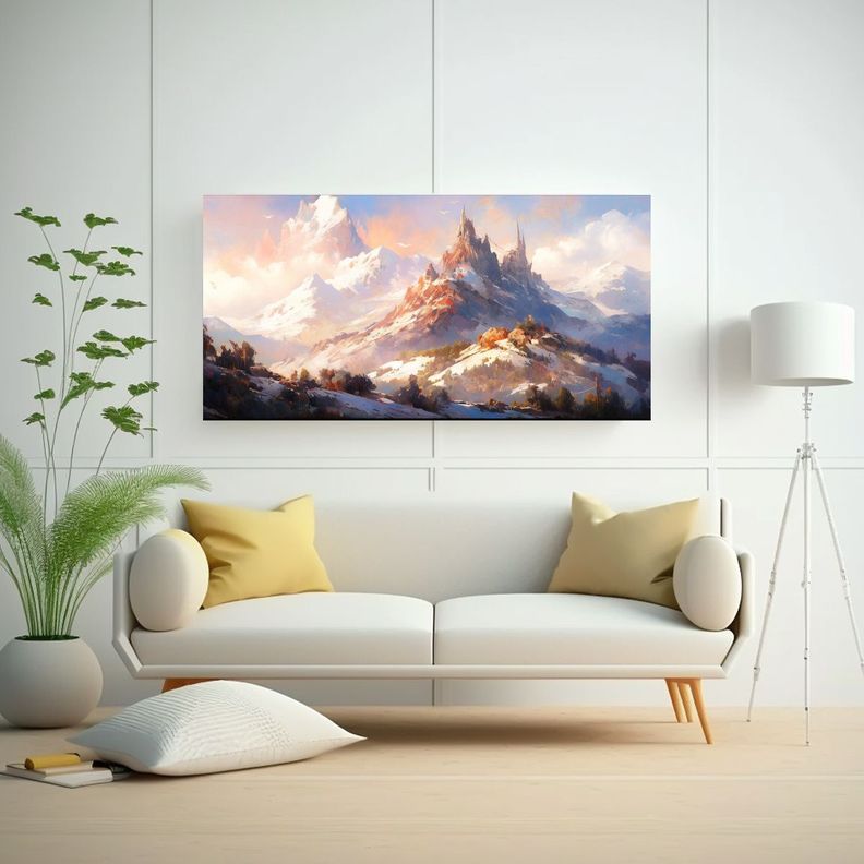 Pintura Abstracta De Colores En Las Montañas Neva 120x60cm-2