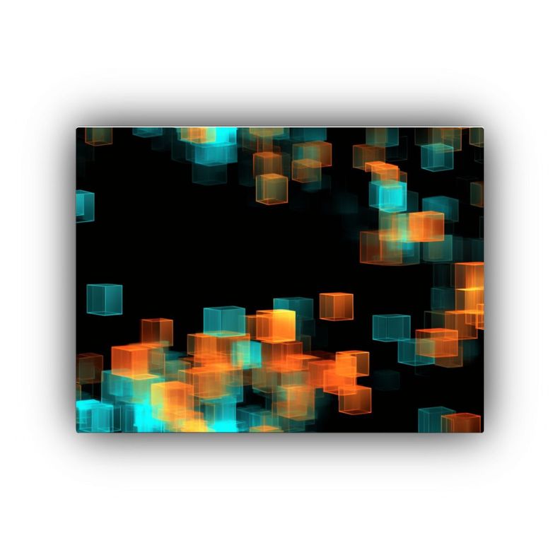 Cuadros Modernos De Cubos De Colores Sobre Fondo Negro. 45x30cm-0